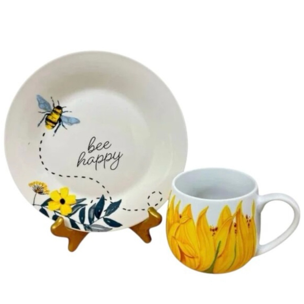 ROYAL NORFOLK plate KONITZ mug
BEE HAPPY Dish with SUNFLOWER
Cup ceramic set EUC